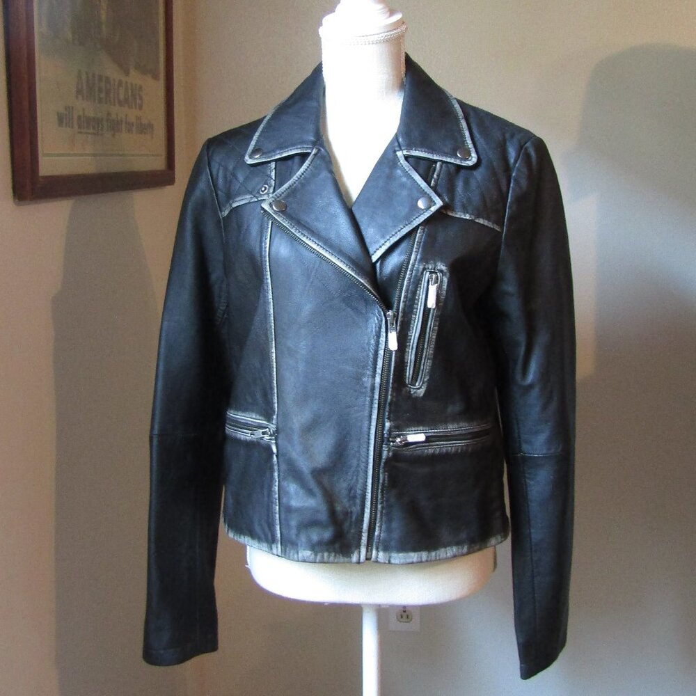 NWT Romeo & Juliet Couture Sheep Leather Moto Jacket Retail 830.00
